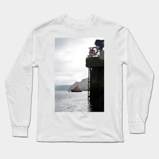 Portree lifeboat at anchor in the harbour, Isle of Skye, Scotland Long Sleeve T-Shirt